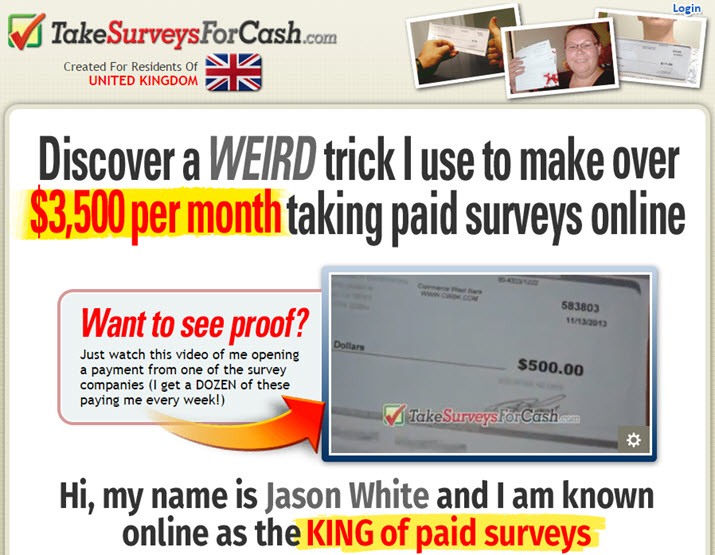 Take surveys for cash
