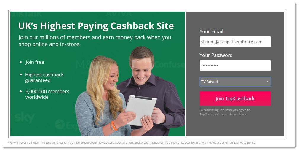 topcashback sign up