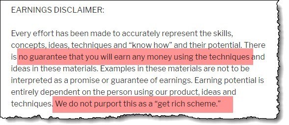 earnings disclaimer